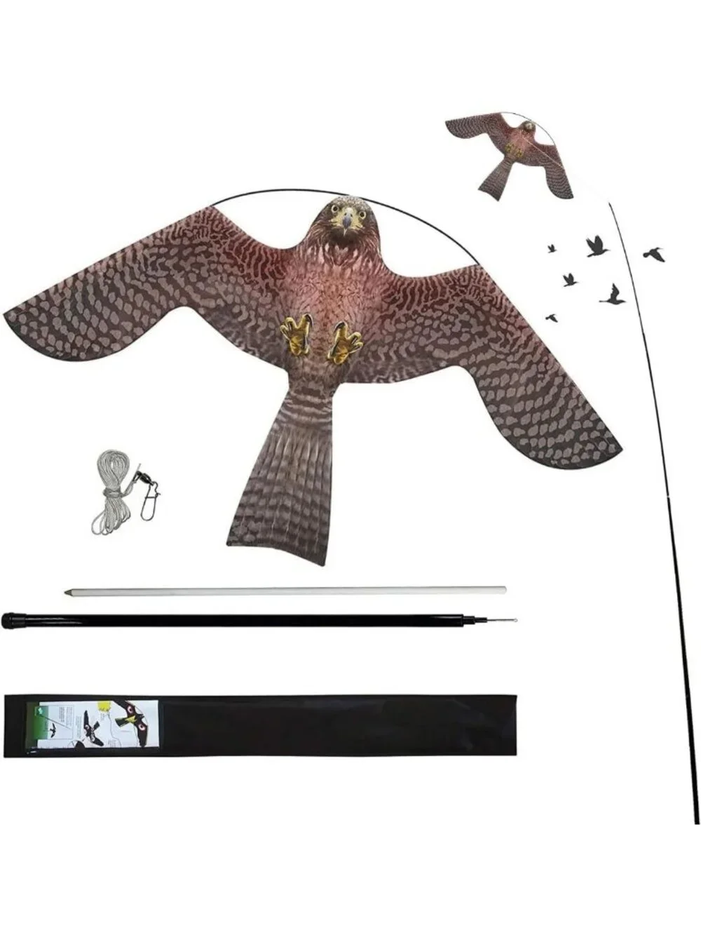 Flying Bird Scare Kite with 4m Pole - Effective Bird Deterrent for Gardens